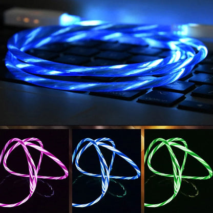 3 in 1 LED Flowing Magnetic Charging Cable Magnetic Phone Charger Light up Shining USB C Cable Android Micro USB Type C Iphone